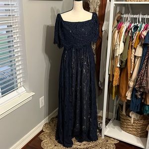 Navy off the shoulder maxi